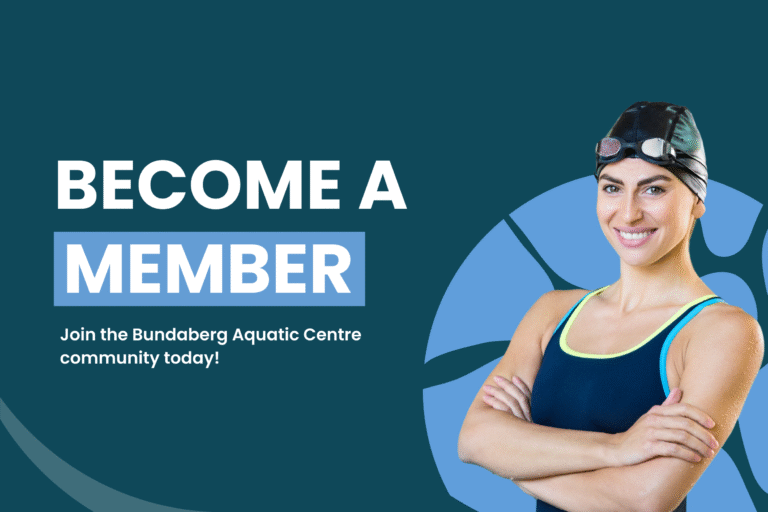 Image of woman in swim cap and text that says become a member